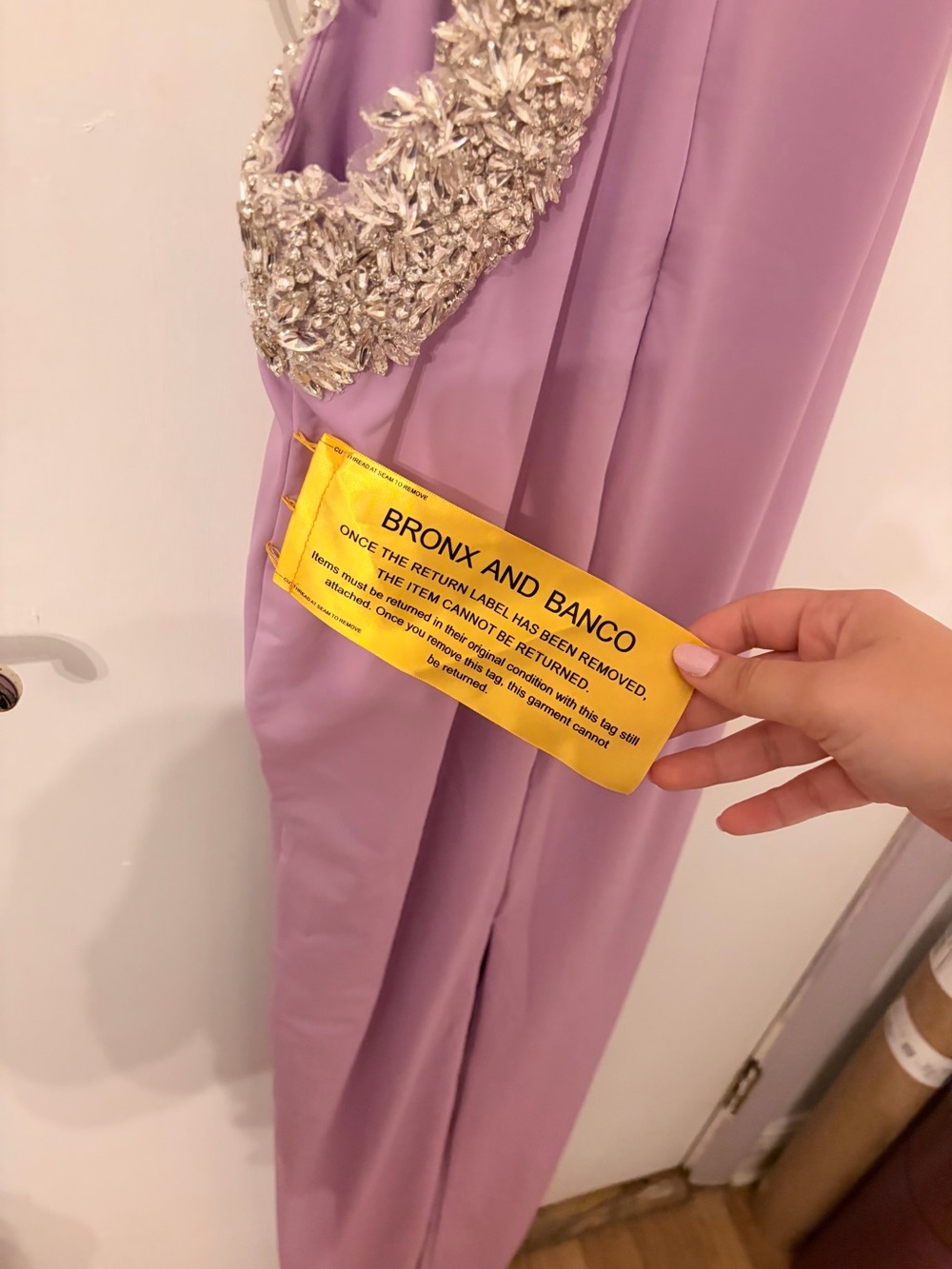 Bronx and Banco Lilac Cutout Embellished Evening Gown - Picture 4 of 8